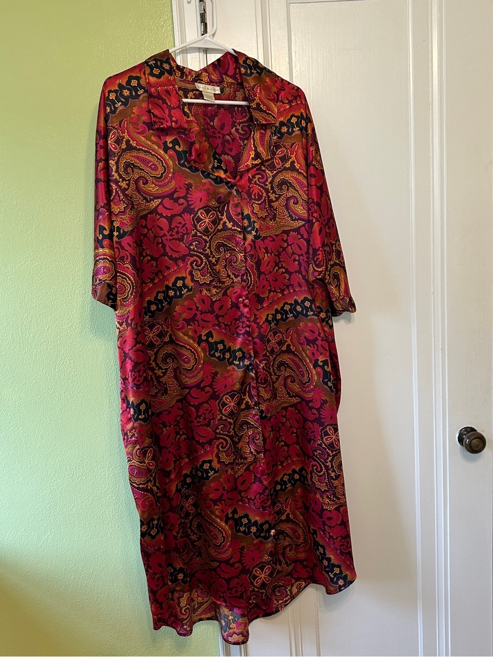 Vintage Paisley Midi Dress in Burgundy and Gold